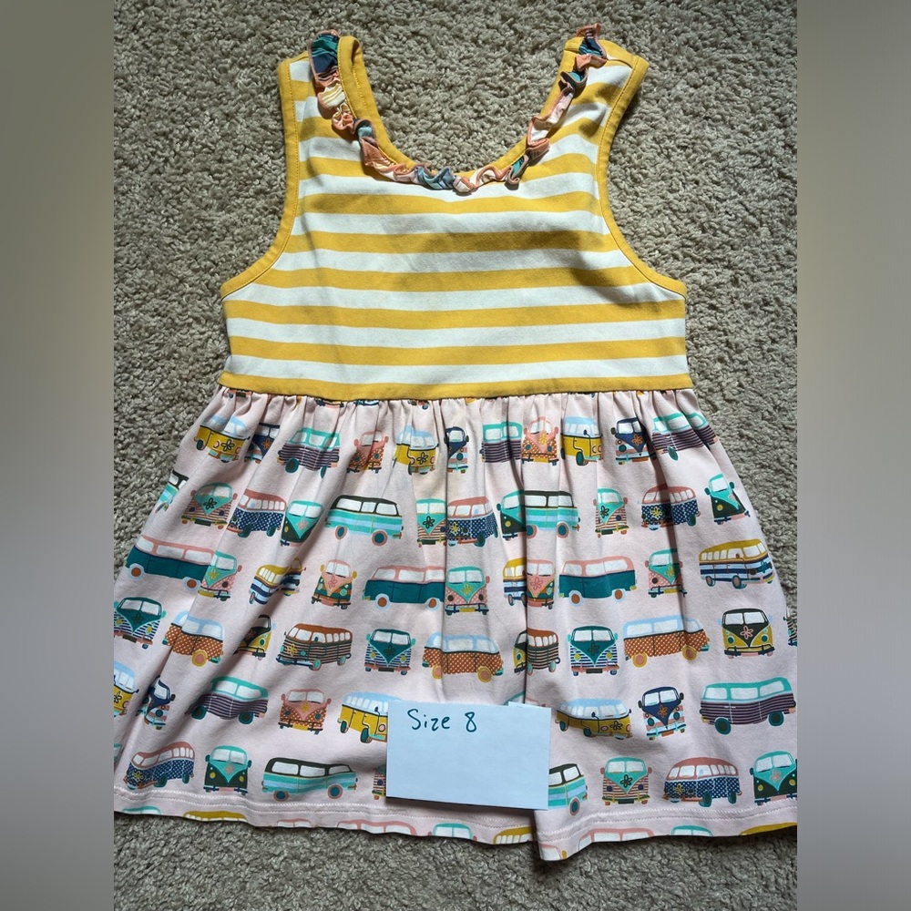 Matilda Jane Yellow Striped Tank Top with Car Print